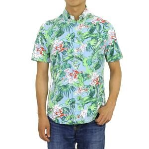 Polo Ralph Lauren Caldwell Palm Floral Slim Fit Short Sleeve Shirt Large Blue